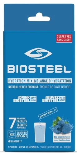 BioSteel High-Performance Sports Hydration Mix (7 Count) 9 BioSteel High-Performance Sports Hydration Mix (7 Count) -Hockey Equipment Store 630614 CAN 20Biosteel Hydration 20Mix Blue 20Raspberry 7CT Front